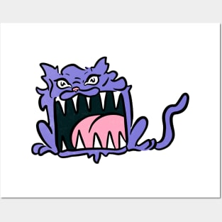 Big mouth purple baby kitty Posters and Art